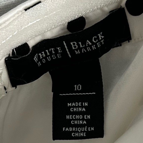 WHITE HOUSE BLACK MARKET Polka Dot Fit & Flare Dress White/Black Size 10 VGUC - Picture 4 of 6
